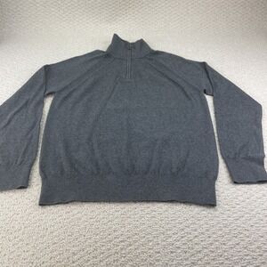 Banana Republic Men's Sweater L Gray 1/4 Zip Cashmere Cotton Classic